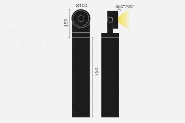 Großer Design Poller Schwenkstrahler außen