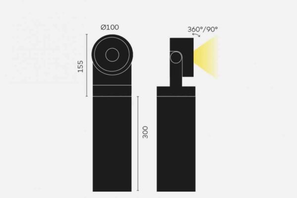 Kleiner Design Poller Dreh +Schwenkstrahler außen