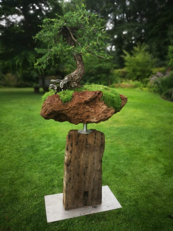 Gartenstele mit Bonsai