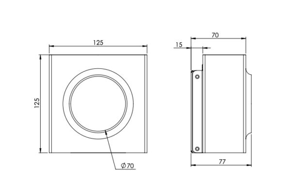 Kleine moderne Hausnummerleuchte aus Kupfer Maße 125mmx125mm